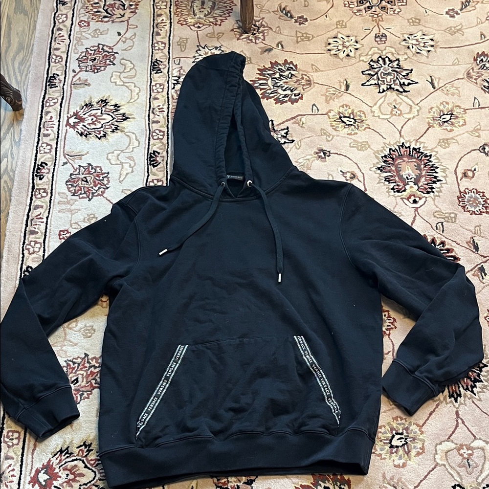 Versace Black Hoodie Sweater with Branded Accents